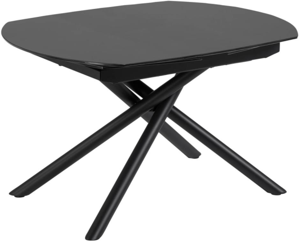 Spisebord med udtræk Kave Home Yodalia 190Ã100Ã78 cm mørkt hærdet glas sort stål